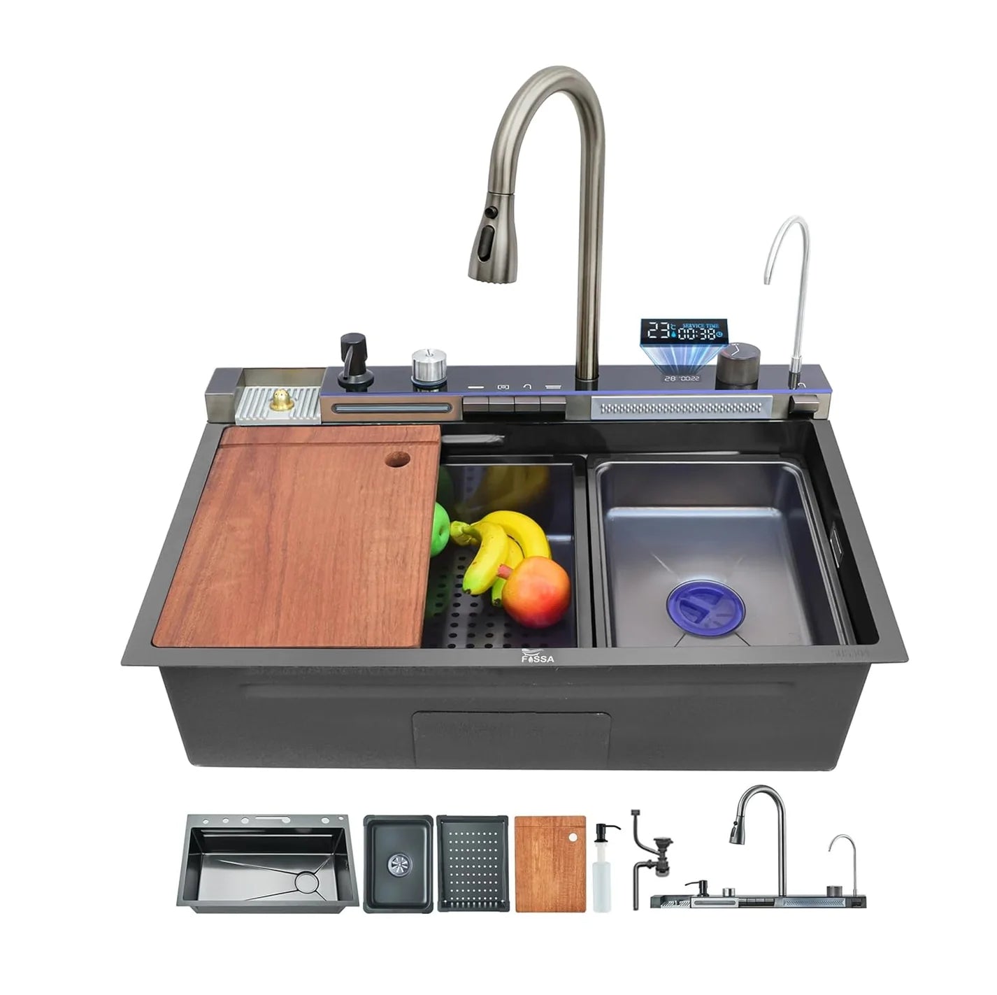 Waterfall Smart Display Stainless Steel Kitchen Sink