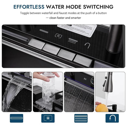 Waterfall Smart Display Stainless Steel Kitchen Sink