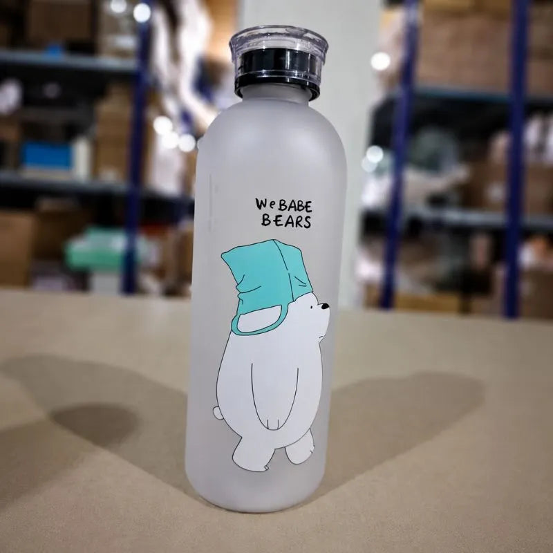 We Bare Bears Frosted Water Bottle – Leakproof Everyday Hydration Bottle – close-up detail