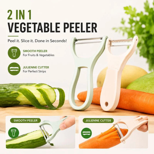 2 in 1 Vegetable Peeler – Dual Blade Stainless Steel Fruit & Vegetable Peeler with Julienne Cutter