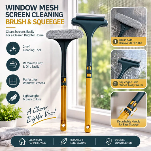 Window Mesh Screen Cleaning Brush & Squeegee